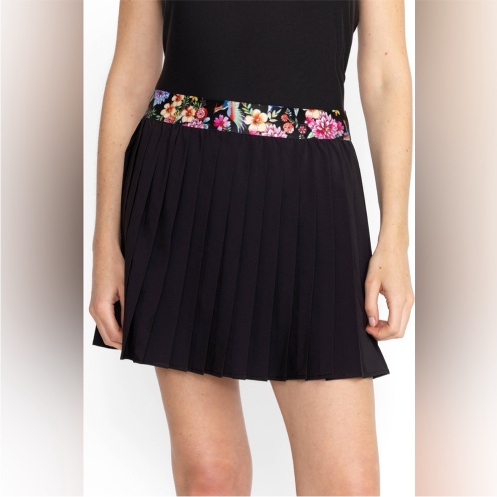 Floral Waist Black Pleated Skirt Tennis skirt